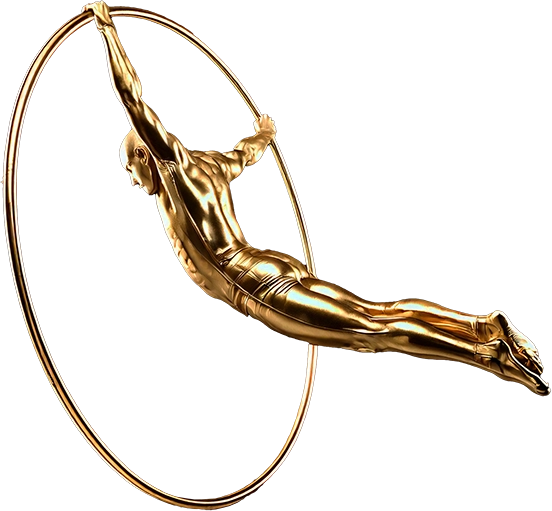 Gold aerialist on lyra